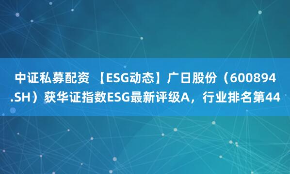 中证私募配资 【ESG动态】广日股份（600894.SH）获华证指数ESG最新评级A，行业排名第44